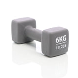 Neopren Short Dumbbell 6kg Grey Dumb-bell Nonskid Handle Weight