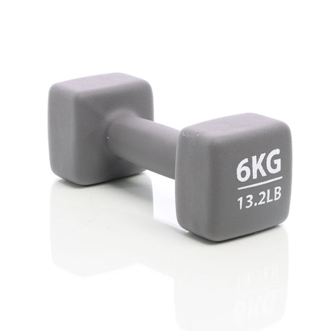 Neopren Short Dumbbell 6kg Grey Dumb-bell Nonskid Handle Weight