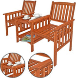 Tête-à-Tête Garden Bench - Acacia Wood Cinema Seat Look - 2 Shelf Levels incl. Table