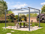 3x4m  or 3m x 3m Pergola in Anthracite; with Awning in Stone Colour