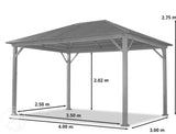 3x4 m hardtop garden pavilion, including 4 side panels,  gray