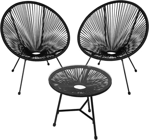 Garden furniture table and chairs set  | Round table with glass top and 2 comfortable chairs