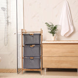 Bamboo Bathroom Shelf with 3 Drawers Laundry Hamper