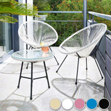 Garden furniture table and chairs set  | Round table with glass top and 2 comfortable chairs