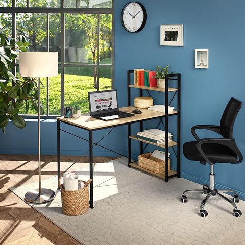 Desk Computer desk for home office with convenient storage shelves bookcase unit