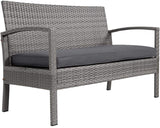 Polyrattan Lounge Set Safety Glass Top 7 Pieces 2 Armchairs 1 Garden Bench