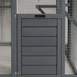 Outdoor Cat Enclosure 140 x 187 x 187 cm Wooden Cage, Water-Resistant Canopy for Protection