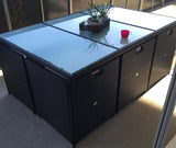 Poly Rattan Garden Set Cube 6 Chairs 4 Stools and Table ..11 Piece