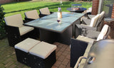 Poly Rattan Garden Set Cube 6 Chairs 4 Stools and Table ..11 Piece