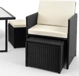 Poly Rattan Garden Set Cube 6 Chairs 4 Stools and Table ..11 Piece