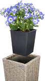 Flower Pot Set of 3 Planter Plant Pot Flower Pot Poly Rattan Look