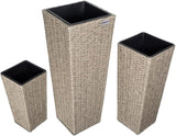 Flower Pot Set of 3 Planter Plant Pot Flower Pot Poly Rattan Look