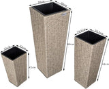 Flower Pot Set of 3 Planter Plant Pot Flower Pot Poly Rattan Look