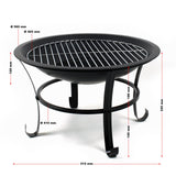 Fire basket Ø56cm grillpan with spark cover, made from powder-coated steel