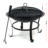 Fire basket Ø56cm grillpan with spark cover, made from powder-coated steel