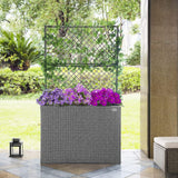 Poly Rattan Planter Trellis Flower Box -3 Inner Pots, Removable Flower Pot