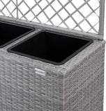 Poly Rattan Planter Trellis Flower Box -3 Inner Pots, Removable Flower Pot