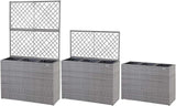 Poly Rattan Planter Trellis Flower Box -3 Inner Pots, Removable Flower Pot
