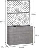 Poly Rattan Planter Trellis Flower Box -3 Inner Pots, Removable Flower Pot