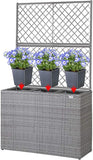 Poly Rattan Planter Trellis Flower Box -3 Inner Pots, Removable Flower Pot