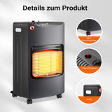 Portable Gas Heater 4,2 kW Gas Cabinet Heater with Wheels 42 x 45 x 75,7 cm with Oxygen Depletion Sensor