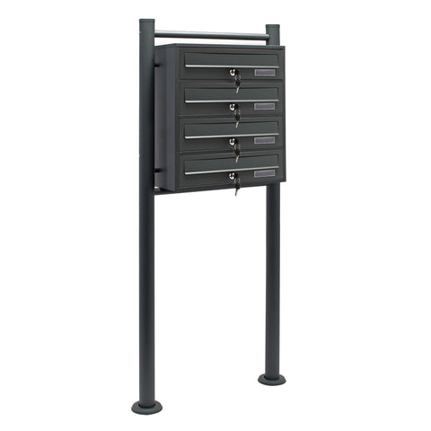 Multiple Letterbox 4 Slots Galvanised Steel Mailbox Anthracite