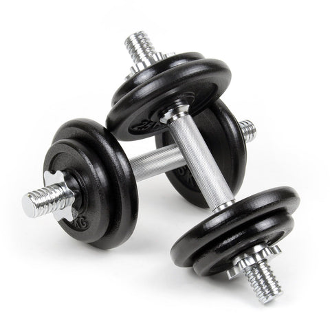 Dumbbell Set 20kg 8 Cast Iron Hand Weight Plates Carrying Case
