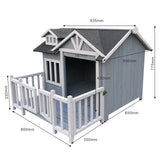 Luxury XL kennel dog house wood balcony terrace