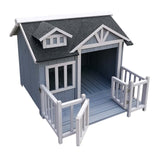 Luxury XL kennel dog house wood balcony terrace