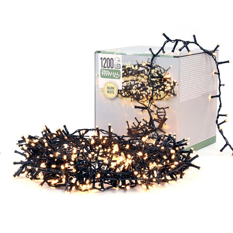 24m Cluster Fairy Lights Warm White 1200 LEDs with 8 Modes