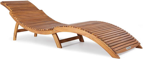 Sun Lounger, Certified Acacia Wood Foldable Case Function Ergonomic