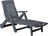 Foldable Garden Lounger Wheeled Lounger Deck Chair Anthracite