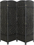 Privacy Screen Room Divider 4 Panels - Divider 170 x 160 cm White Black Natural