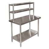 Stainless steel work table 120x60x85cm with two-tier shelf