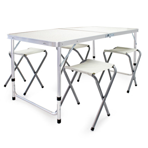 Portable Outdoor Folding Aluminium Table Set with 4 Foldable Chairs
