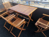 Furniture Set 5 Pieces Acacia Wood Folding Table and Chair