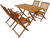 Furniture Set 5 Pieces Acacia Wood Folding Table and Chair