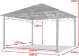 4x4 m hardtop garden pavilion, including 4 side panels, loft gray