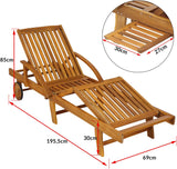 Sun 200cm Acacia Wood - Garden Wooden Sun Lounger Chair