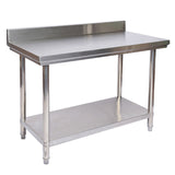 Stainless steel table Work table Stainless steel table with upstand 100x60x85