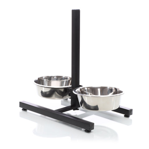 Fudajo double bowl with stand height adjustable L dog feeding station