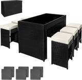 Rattan aluminum bar set with 6 bar stools + 2 cover sets + protective cover, stainless steel screws