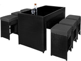 Rattan aluminum bar set with 6 bar stools + 2 cover sets + protective cover, stainless steel screws