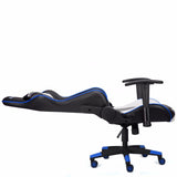 RECLINING SPORTS RACING GAMING CAR OFFICE DESK PC FAUX LEATHER CHAIR BLUE