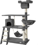 Cat scratching post with many cuddle and play options, 141cm high Gray