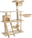 Cat scratching post with many cuddle and play options, 141cm high Beige