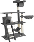 Cat scratching post with many cuddle and play options, 141cm high Gray