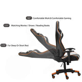 RECLINING SPORTS RACING GAMING CAR OFFICE DESK PC FAUX LEATHER CHAIR ORANGE