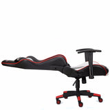 RECLINING SPORTS RACING GAMING CAR OFFICE DESK PC FAUX LEATHER CHAIR RED