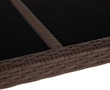 Poly rattan seating group, 6 chairs with seat cushions, 1 table with 2 glass plates